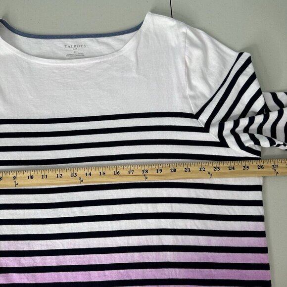Talbots Top Tee 3X Striped Ombre 3/4 Sleeve - Picture 6 of 10